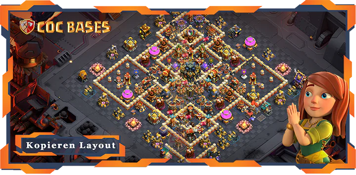 Beste Krieg Basis RH17 met Link, Anti 2 Stern, Anti Luft Elektro Drache layout - Clash of Clans (118)