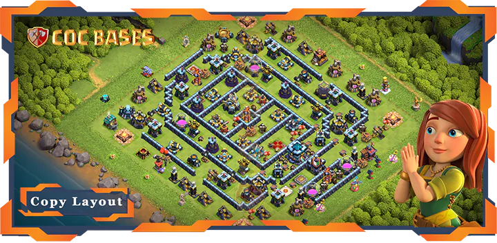 Top Anti 2 Star Base TH13 with Link, Anti Everything, Defense Layout - Clash of Clans (295)