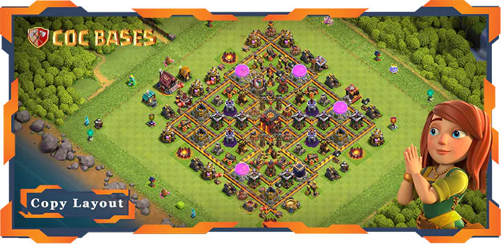 Top Base TH10 with Link, Anti 3 Star, Anti AirElectro DragonLayout - Clash of Clans (306)