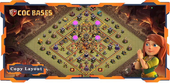 Top Base TH10 with Link, WarCWL, Anti Everything, Anti 2 Star Layout - Clash of Clans (447)