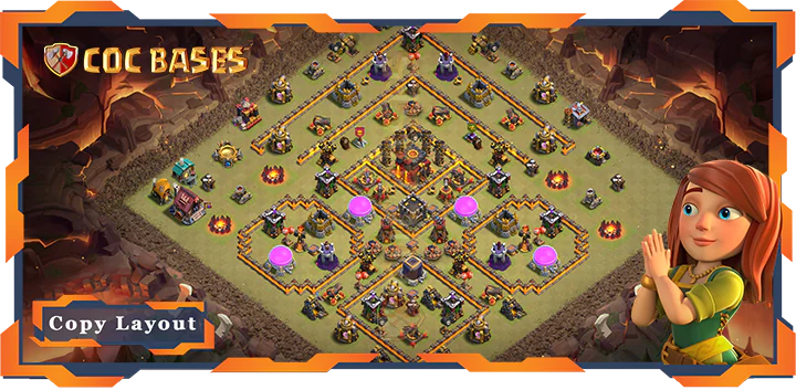 Top Base TH10 with Link, WarCWL, Anti Everything, Anti 3 Star Layout - Clash of Clans (211)