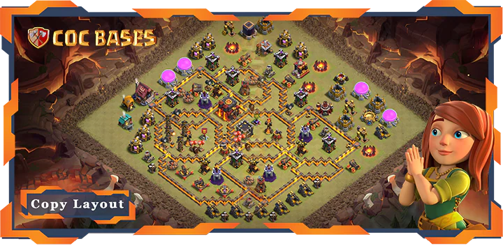 Top Base TH10 with Link, WarCWL, Defense Layout - Clash of Clans (373)