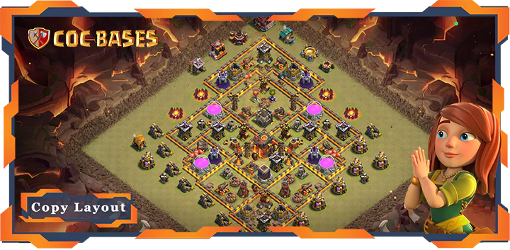 Top Base TH10 with Link, WarCWL, Hybrid Layout - Clash of Clans (488)