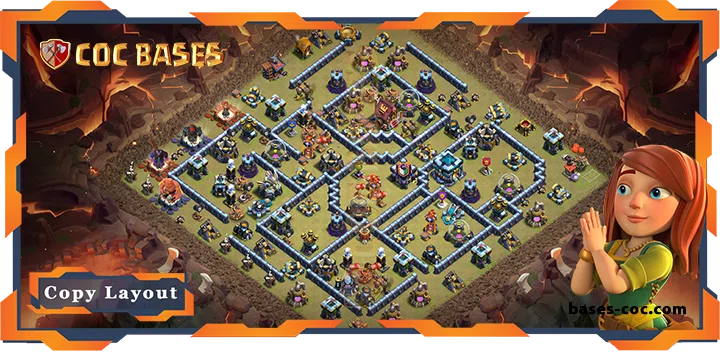 Top Base TH13 with Link, Anti 2 Star, Hybrid Layout - clash of clans (369)