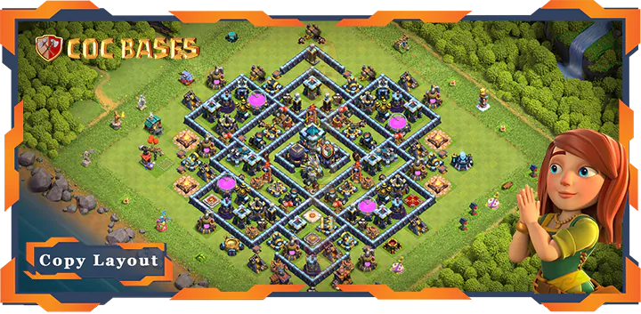 Top Base TH13 with Link, Farming, Hybrid, Legend League Layout - Clash of Clans (240)