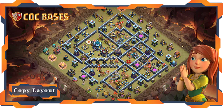 Top Base TH13 with Link, WarCWL, Anti 3 Star, Anti Everything Layout - Clash of Clans (159)
