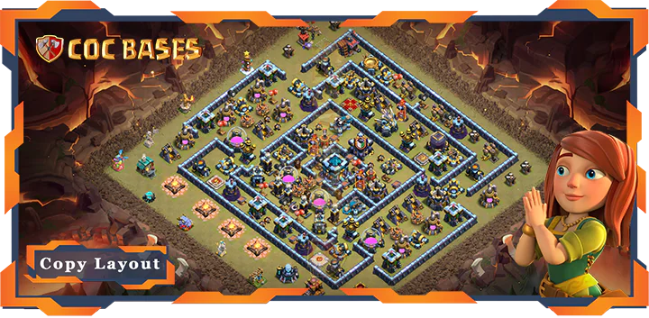 Top Base TH13 with Link, WarCWL, Anti 3 Star, Anti Everything Layout - Clash of Clans (191)