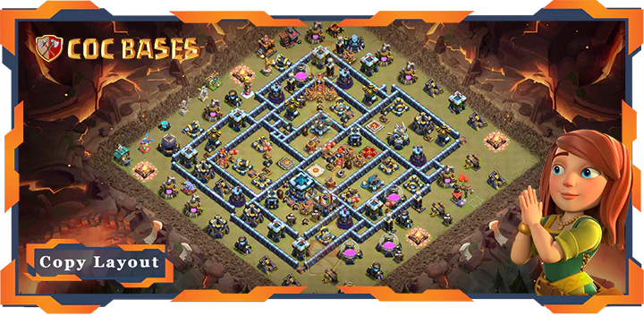 Top Base TH13 with Link, WarCWL, Defense, Anti Everything Layout - Clash of Clans (171)
