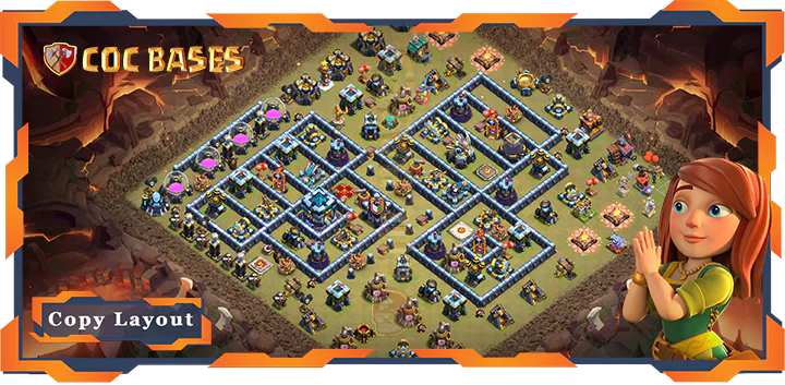 Top Base TH13 with Link, WarCWL, Defense Layout - Clash of Clans (293)