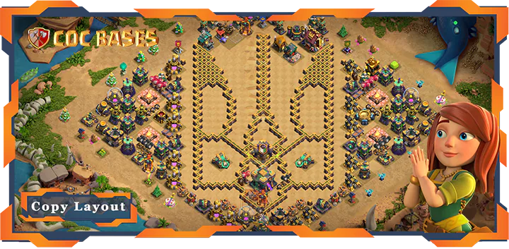 Top Base TH14 with Link, Anti Trophy, Defense Layout - Clash of Clans (309)