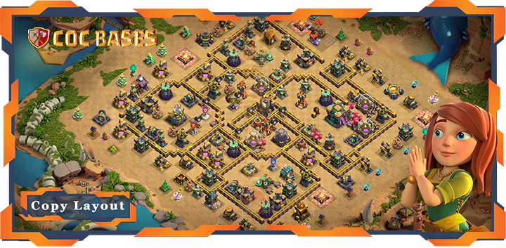 Top Base TH14 with Link, Hybrid, Anti 3 Star Layout - Clash of Clans (267)