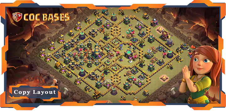 Top Base TH14 with Link, WarCWL, Anti 2 Star, Anti Everything Layout - Clash of Clans (179)