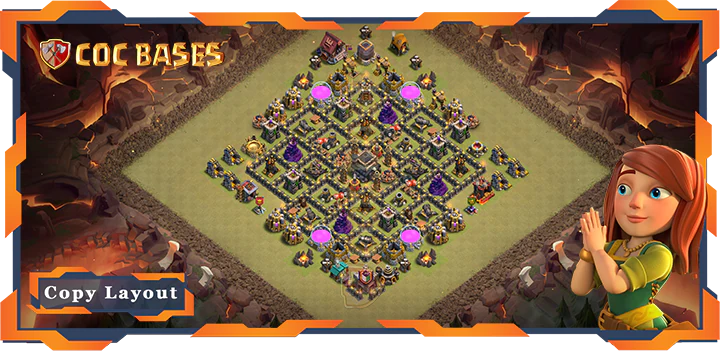 Top Base TH9 with Link, WarCWL, Anti 2 Star Layout - Clash of Clans (318)