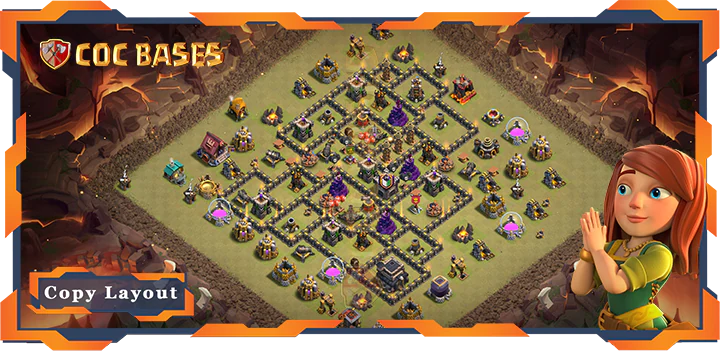 Top Base TH9 with Link, WarCWL Layout - Clash of Clans (194)