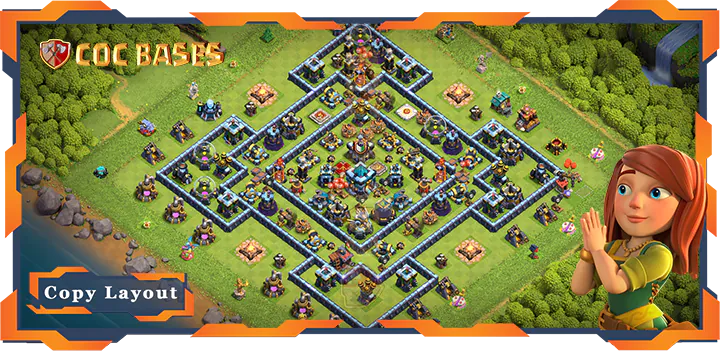 Top Defense Base TH13 with Link, Anti Trophy, Hybrid Layout - Clash of Clans (366)