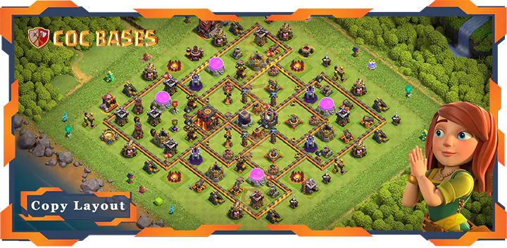 Top Farming Base TH10 with Link, Anti 3 Star Layout - Clash of Clans (350)