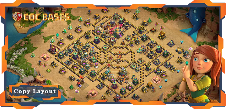 Top Farming Base TH14 with Link, Hybrid, Anti 3 Star Layout - Clash of Clans (243)