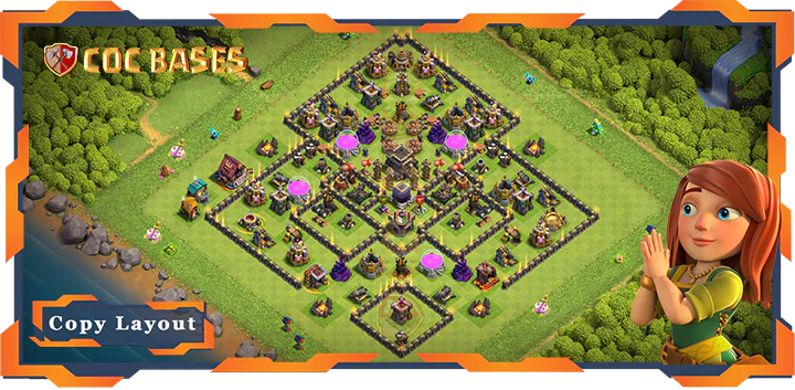 Top Farming Base TH9 with Link, Anti 2 Star, Hybrid Layout - Clash of Clans (255)