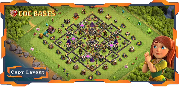 Top Farming Base TH9 with Link, Hybrid, Anti 3 Star Layout - Clash of Clans (206)