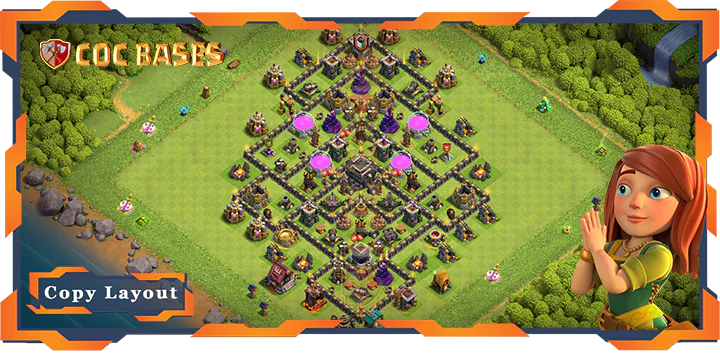 Top Farming Base TH9 with Link, Hybrid Layout - Clash of Clans (303)