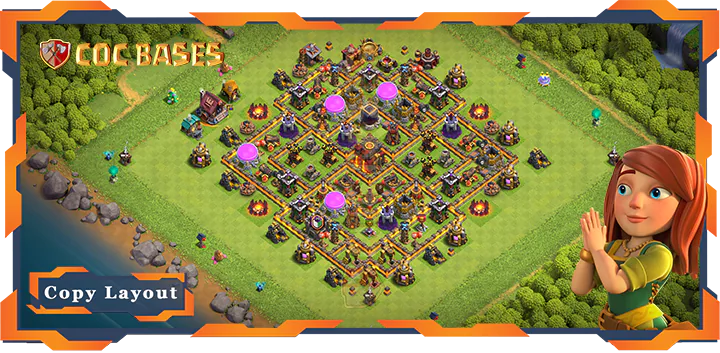 Top Hybrid Base TH10 with Link, Anti 3 Star Layout - Clash of Clans (289)