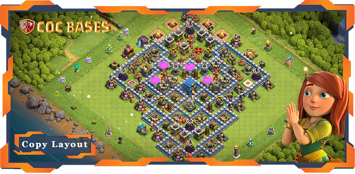 Top Hybrid Base TH12 with Link, Anti Trophy, Anti 3 Star Layout - Clash of Clans (225)
