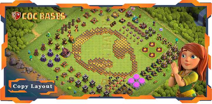 Top Troll Base TH10 with Link, Funny Layout - Clash of Clans (441)