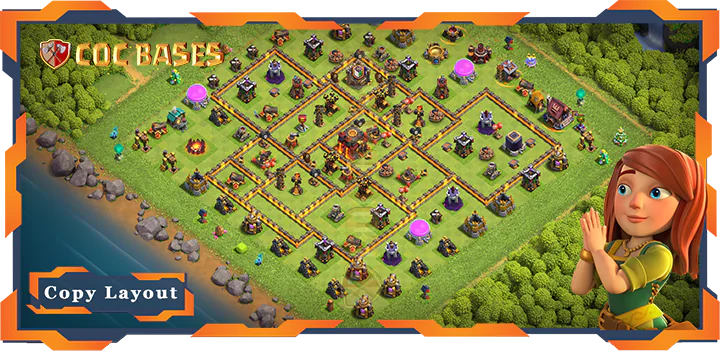 Top Trophy Base TH10 with Link, Defense Layout - Clash of Clans (395)
