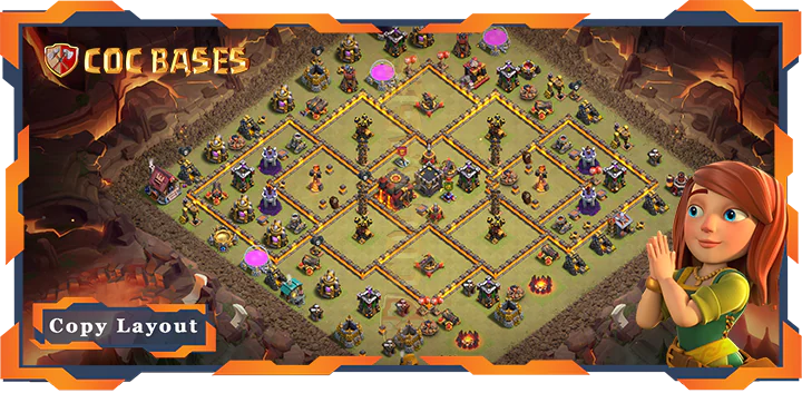 Top War Base TH10 with Link, Anti AirElectro Dragon, Anti 2 Star Layout - Clash of Clans (177)