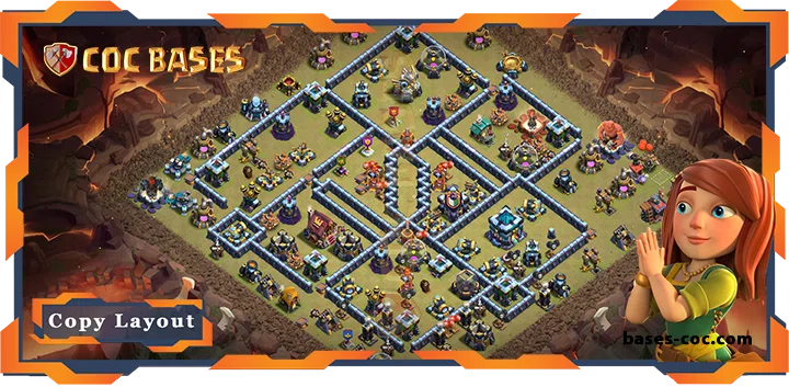 Top War Base TH13 with Link, Anti 2 Star, Anti Everything Layout - clash of clans (368)