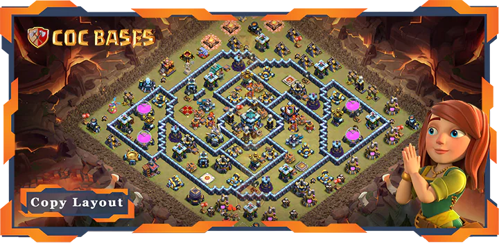 Top War Base TH13 with Link, Anti 2 Star, Anti Everything Layout - Clash of Clans (218)