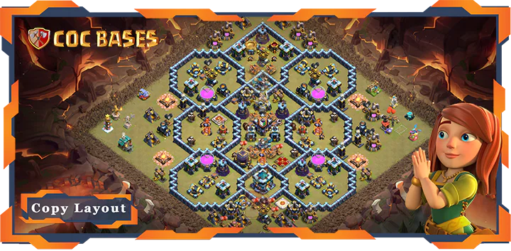 Top War Base TH13 with Link, Anti Everything, Defense Layout - Clash of Clans (227)