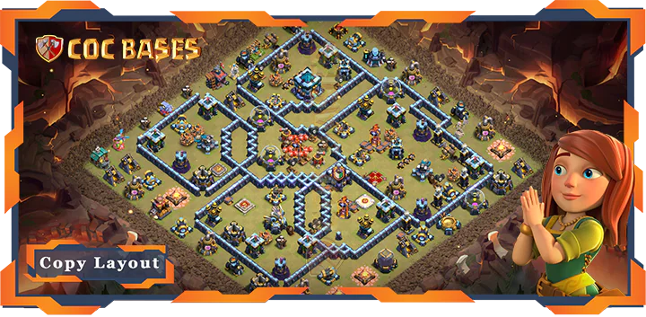Top War Base TH13 with Link, Defense Layout - Clash of Clans (341)