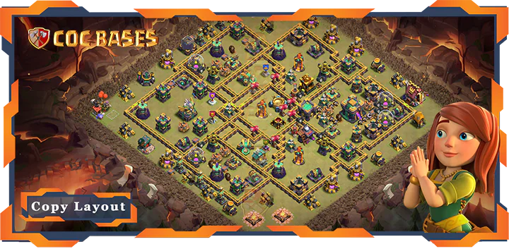 Top War Base TH14 with Link, Hybrid, Defense Layout - Clash of Clans (229)
