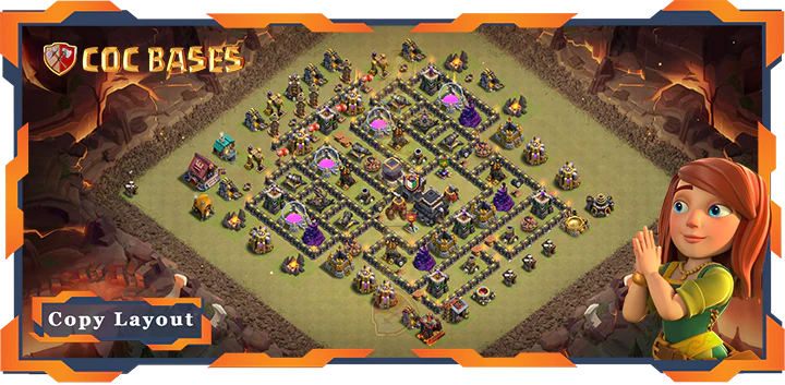 Top War Base TH9 max level with Link, Anti Everything Layout - Clash of Clans (173)