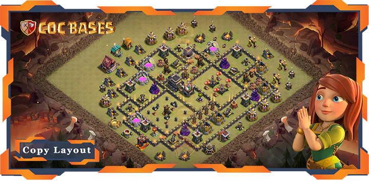 Top War Base TH9 with Link, Defense, Anti Everything Layout - Clash of Clans (171)