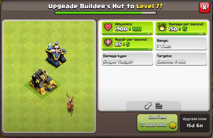 Upgrade Builder Hut to level 7