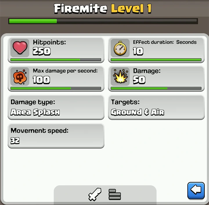 firemite level 1 stats