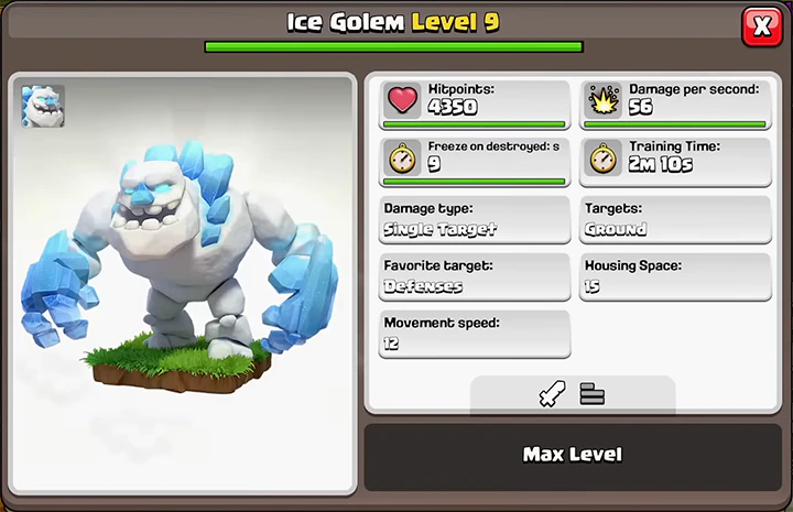 ice golem level 9