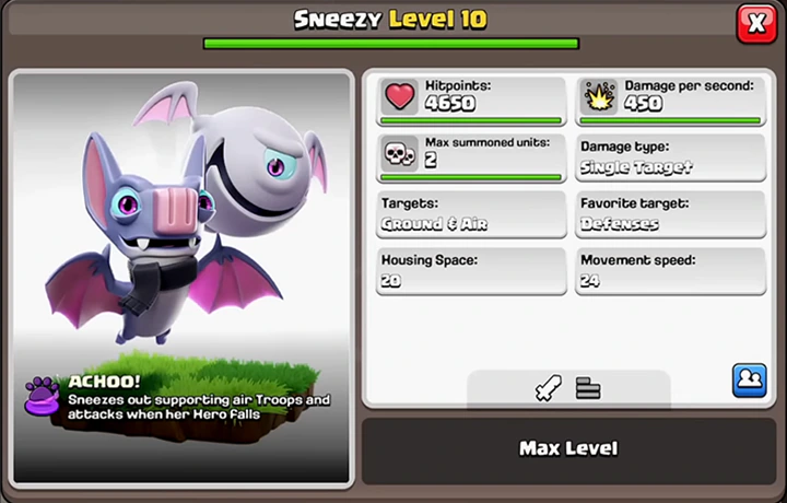 max level sneezy level 10 - a new pet