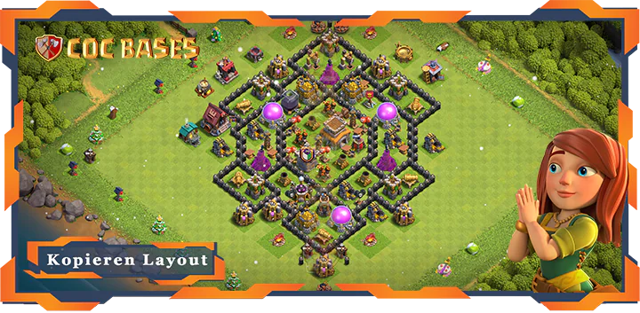 Beste Anti 2 Stern Basis RH8 met Link, Anti Luft Drache, Unschlagbar layout - Clash of Clans (74)
