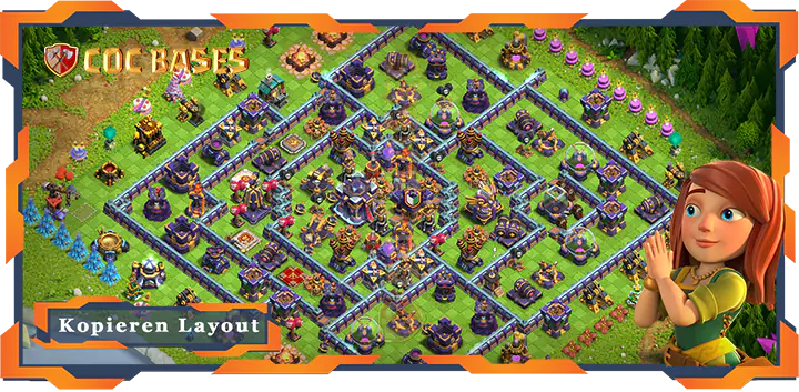 Beste Anti 2 Sterne Basis RH15 met Link, Legenden-Liga Layout - Clash of Clans (149)