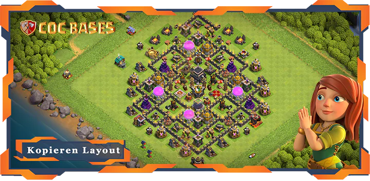Beste Anti 3 Stern Basis RH9 met Link, Hybrid layout - Clash of Clans (81)