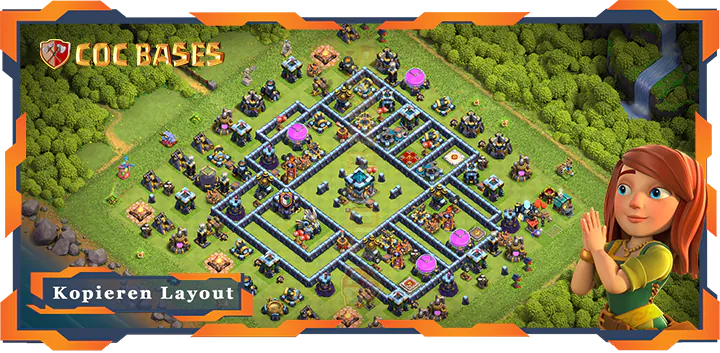 Beste Anti 3 Sterne Basis RH13 met Link, Anti Luft Elektro Drache layout - Clash of Clans (76)