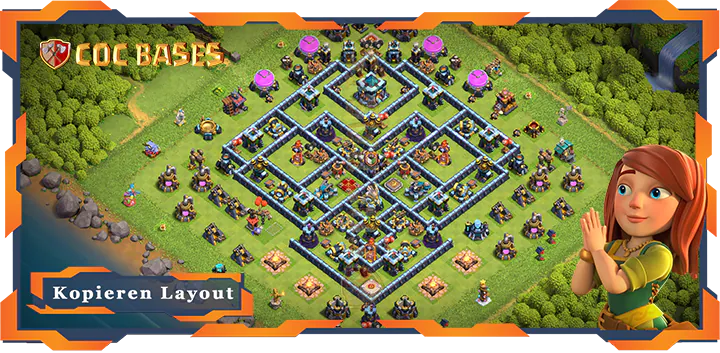 Beste Anti 3 Sterne Basis RH13 met Link, Verteidigung, Anti Alles layout - Clash of Clans (94)