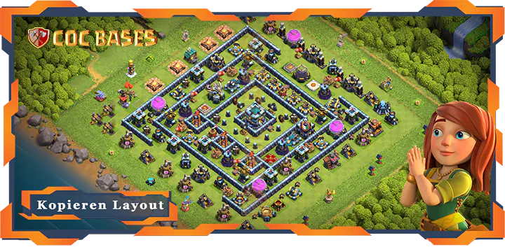 Beste Basis RH13 met Link, Anti Luft Elektro Drache, Anti 3 Sterne layout - Clash of Clans (90)