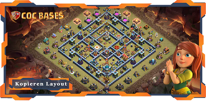 Beste Basis RH13 met Link, KriegCKL, Anti Luft Elektro Drache layout - Clash of Clans (109)