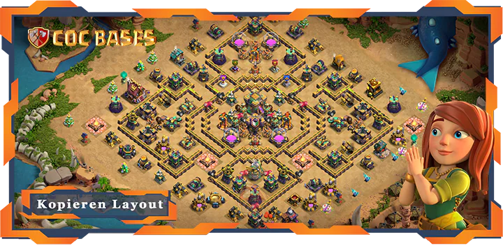 Beste Basis RH14 met Link, Anti 3 Stern, Hybrid layout - Clash of Clans (138)