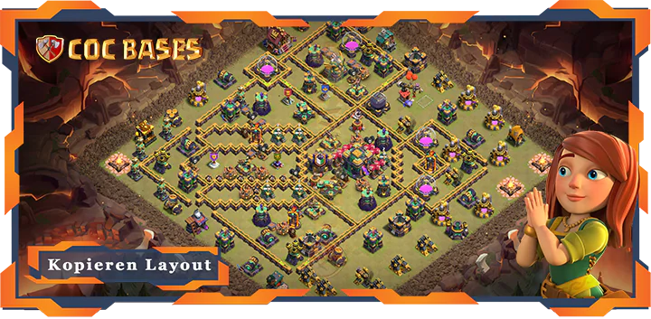Beste Basis RH14 met Link, KriegCKL, Anti Alles, Verteidigung layout - Clash of Clans (143)