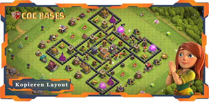 Beste Basis RH8 max level met Link, Anti 3 Stern, Verdediging layout - Clash of Clans (98)